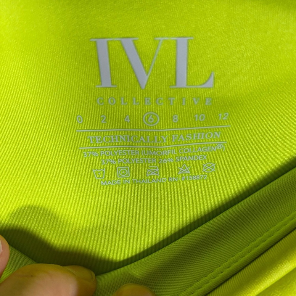 NWT IVL COLLECTIVE  High Waist Hydrasculpt Bike Shorts Neon‎ Lime Womens 6 - Picture 4 of 9